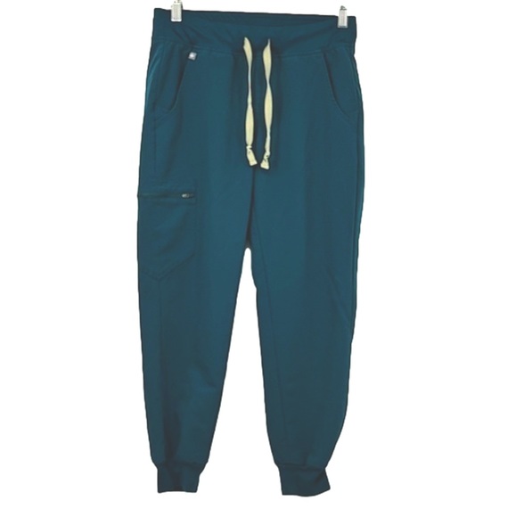 Figs Pants - Figs Zamora green / blue scrub  joggers women pull on drawstring pants Small